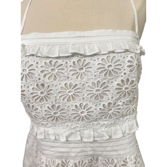 J.Crew NWT White Eyelet Cross Back Smocked Waist Top Size S Feminine Preppy - Picture 2 of 10